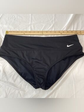 Nike Black Swim Bikini Bottoms with White Swoosh and back pocket Size XL
